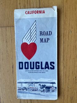 Vtg 1961 Douglas Oil Company California Road Map - San Francisco & LA