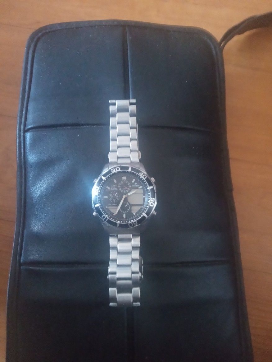 Citizen Men's Watch Promaster Quartz Analog Stainless Steel Black Silver Ss.