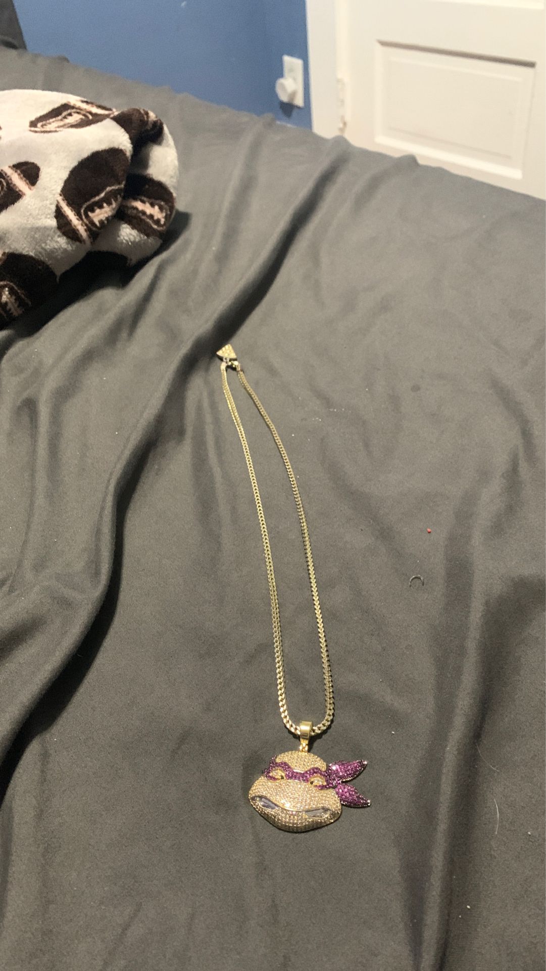 King Ice Red Teenage Mutant Ninja Turtles Gold Chain with Pendant.