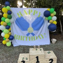 Happy Birthday Pickleball Backdrop