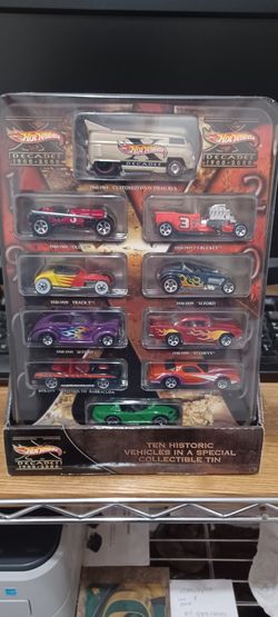 Hot Wheels Decades 1(contact info removed) Tin Car Set 10 Cars - Sealed New Drag Bus