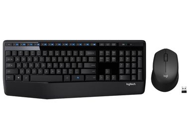 Logitech MK345 Wireless Keyboard And Mouse Combo With Palm Rest, 2.4 GHz USB Receiver, Compatible With PC, Laptop, Black