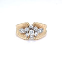 14K Two-Tone Gold Natural Diamond Cluster Ring | Round Brilliant 0.43 TCW, H VS1, Size 6.5
