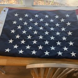 Large American Flag with Embroidered Stars