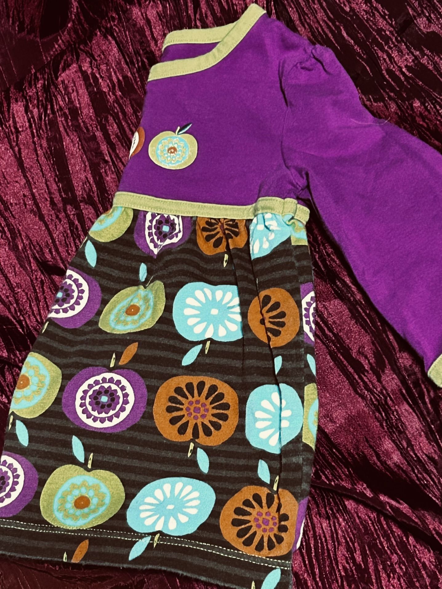  Baby J Khaki Apple & Flower Dress (Size 12M)