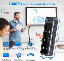 64GB Mini Body Camera,1080P Wearable Patrol Video Recording Camcorder with IR Night Vision, 5-Hour Battery & 180° Rotating Lens – Small Wearable Cam f