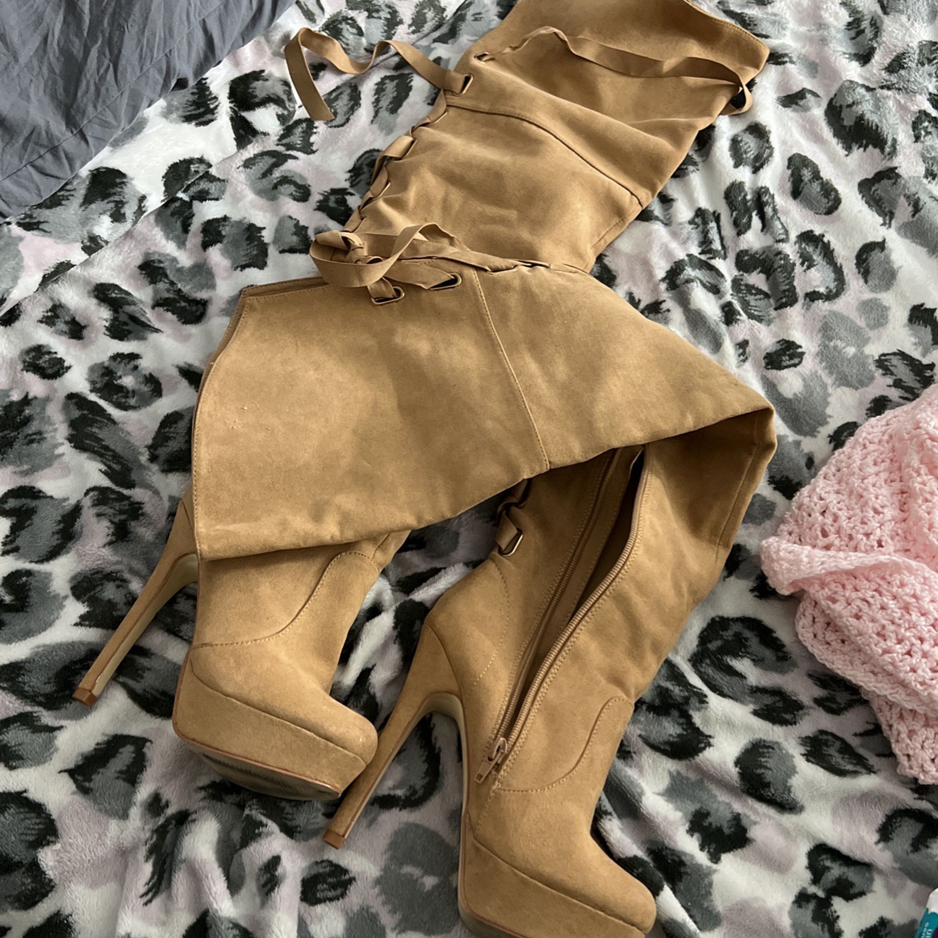 Women Thigh High Boots Suede 