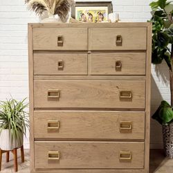 Vintage Mid Century Modern Solid Wood Tallboy Dresser 5 Drawer By Thomasville Huntley