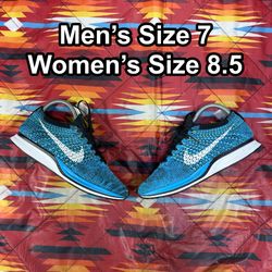 Nike Flyknit Racer Blue Lagoon 526628-402 Men’s 7 / Women’s 8.5 Running Shoes
