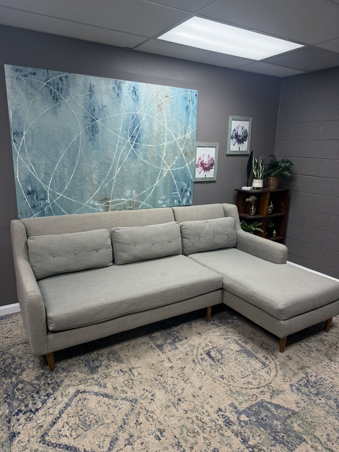 WEST ELM Grey Sectional Sofa