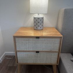 Natural Wood Nightstand Set 