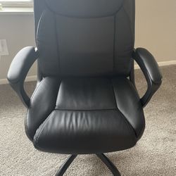 Black Desk Chair with Wheels, 275lb Support, Sturdy Metal Base