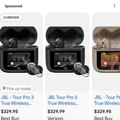 JBL/Harman Tour Pro3 BASS High Res Wireless buds, Noise Cancel, 44 hr batt/BLACK