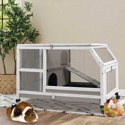 New Indoor Guinea Pig Cage for Small Animals Habitat with Wheels, Pull-Out Tray