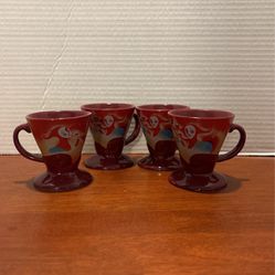 Set of 4 Vintage 1999 Frangelico Liqueur Coffee Espresso Mugs by Linda Frichtel 3” X 3 1/2” A31