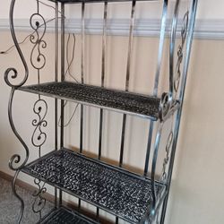 Wrought Iron4 Shelf Foldable baker's rack also plant rack 66" T x 26" W  x 12" Deep. See our other great vintage art antiques jewelry Sports Furniture