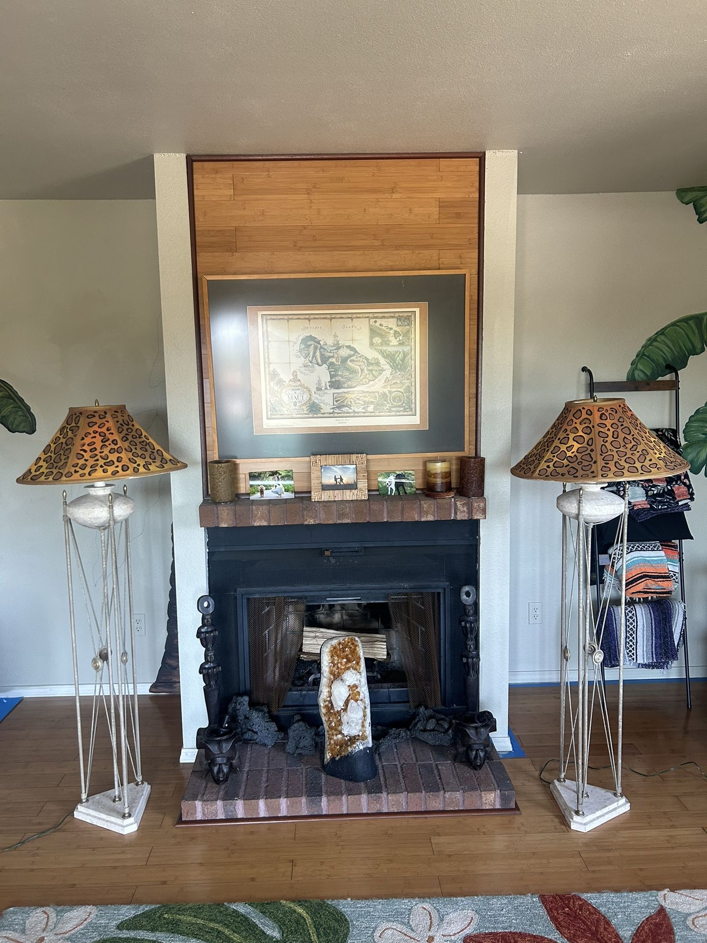 Marble Floor Lamps Pair