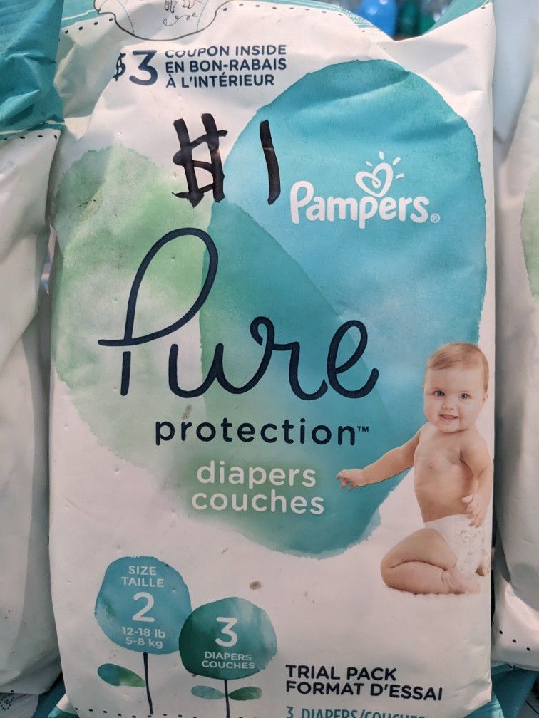Pampers Size 2 Diapers 3 Diapers Per Pack $1 Each 40 Available
