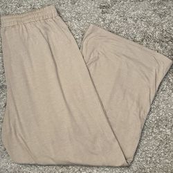 Shein Curve Women’s 2XL Beige Elastic Waist Drawstring Wide-Leg Loungewear Pants