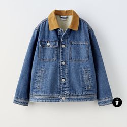 Zara kids fleece trim denim jacket. 13 yrs