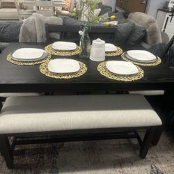 6pc Dining Table Set W/bench