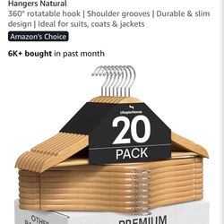 20 Pack Brand New Wooden Hangers – Bulk Clothes Hangers