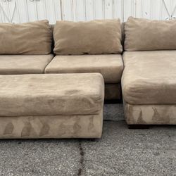 Microfiber Large Sectional Couch Sofa L Shape with Ottoman Storage