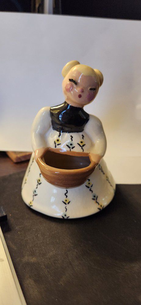 1950s Ceramic Girl Figurine.  INGA By Betty Lou Nickols. 