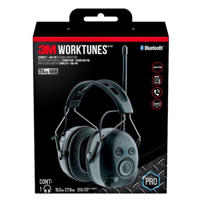 3M WorkTunes Connect + AM/FM Plastic Hearing Protection Earmuffs with with AM/FM Radio Bluetooth Compatibility