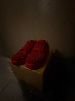Christian Louboutin Red Suede Spiked Sneakers