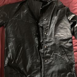 3 Piece Leather Jacket With Hood And Vest