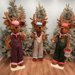 Set Of 3 60” Tall Commercial Quality Animated Reindeer By David Hamberger 