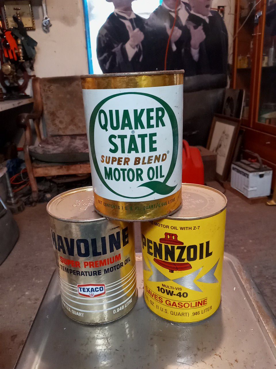3 vintage cardboard cans or motor oil