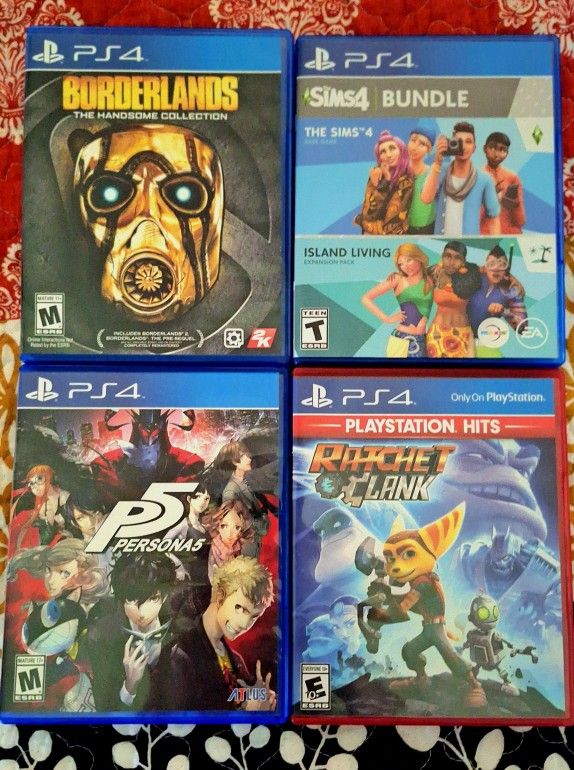 PS4 Video Games: Borderlands, Persona 5, Ratchet & Clank, Sims 4