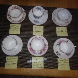 Bone China Cup And Saucer Sets.. Vintage..Excellent Condition! Selling As A Bundle. 14 Sets Total. All Sales Final.