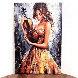 Violin Musician Abstract Wall Art Canvas🎻 Like New