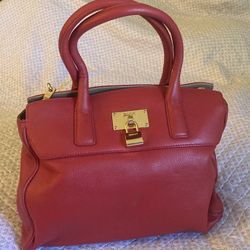 Retro DKNY Red Leather Shoulder Bag