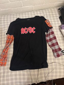 Custom made AC/DC long sleeve ripped shirt
