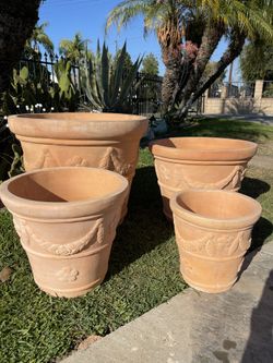 Tuscan Terracotta Pots-Terracotta Garland Pots($290 set of 4 pieces)