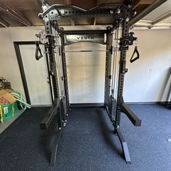Vesta Fitness PRO SERIES Ultimate Half Rack Functional Trainer w/Smith Machine Bar | 320lb Stack | Gym Equipment | Fitness | Commercial | Squat Rack 