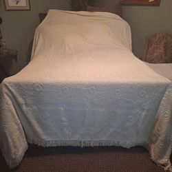 MORGAN-JONES CREAM FULL CHENILLE BEDSPREAD 
