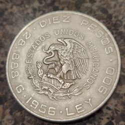 🇲🇽🇲🇽1956 Mexican Large Diez Pesos Silver Coin
