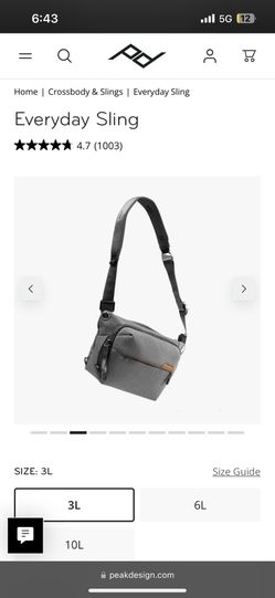 Peak Design Everyday Sling 3L - Ash Color (Brand New W/tags)