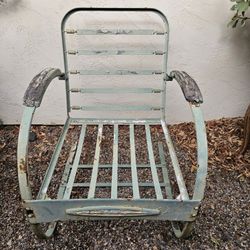 Mid-Century Steel Springer Rocking Outdoor Patio Chairs - A Pair, "As Is" needs restoration