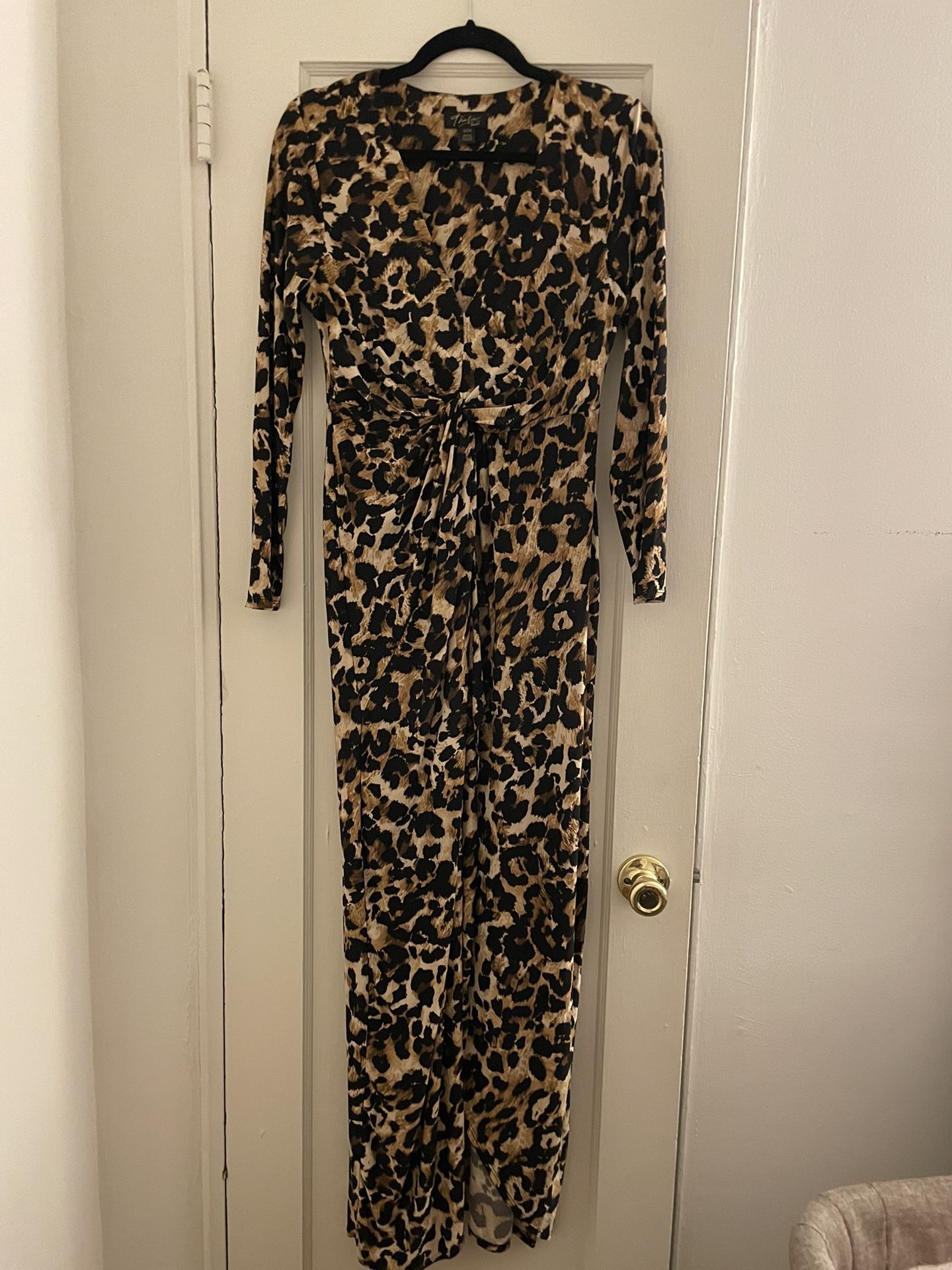 Thalia Sodi Stretchy Animal Print Long Sleeve Maxi Dress