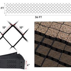 3" Thick Geo Ground Grid 36x4 FT, Gravel Grid Driveway , 1885 lbs/Sq Ft Load, Gravel Retainer for DIY Patio Walkw