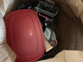 Box of kitchen supplies