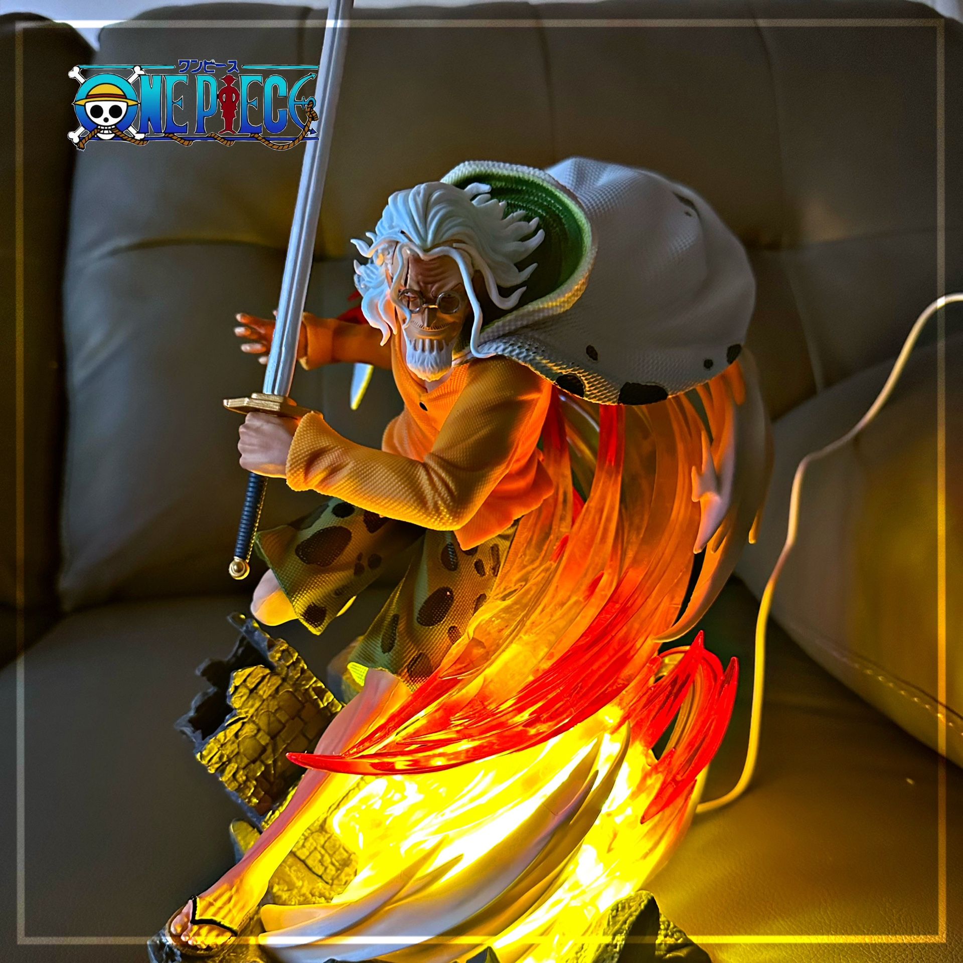 One Piece Rayleigh Anime Figure Silvers Rayleigh 36cm Action Figures Pvc Statue