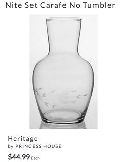 Princess House Water Pitcher & Glass/Lid