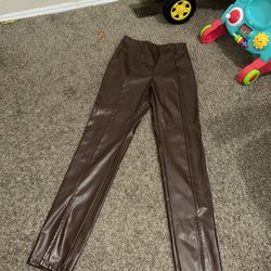 brown leather pants